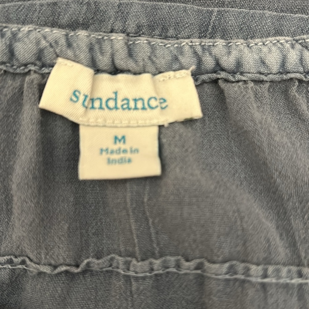 Sundance Tie Neckline Lace Incerts and Seam detail Boho Style Top. Medium - Picture 3 of 4